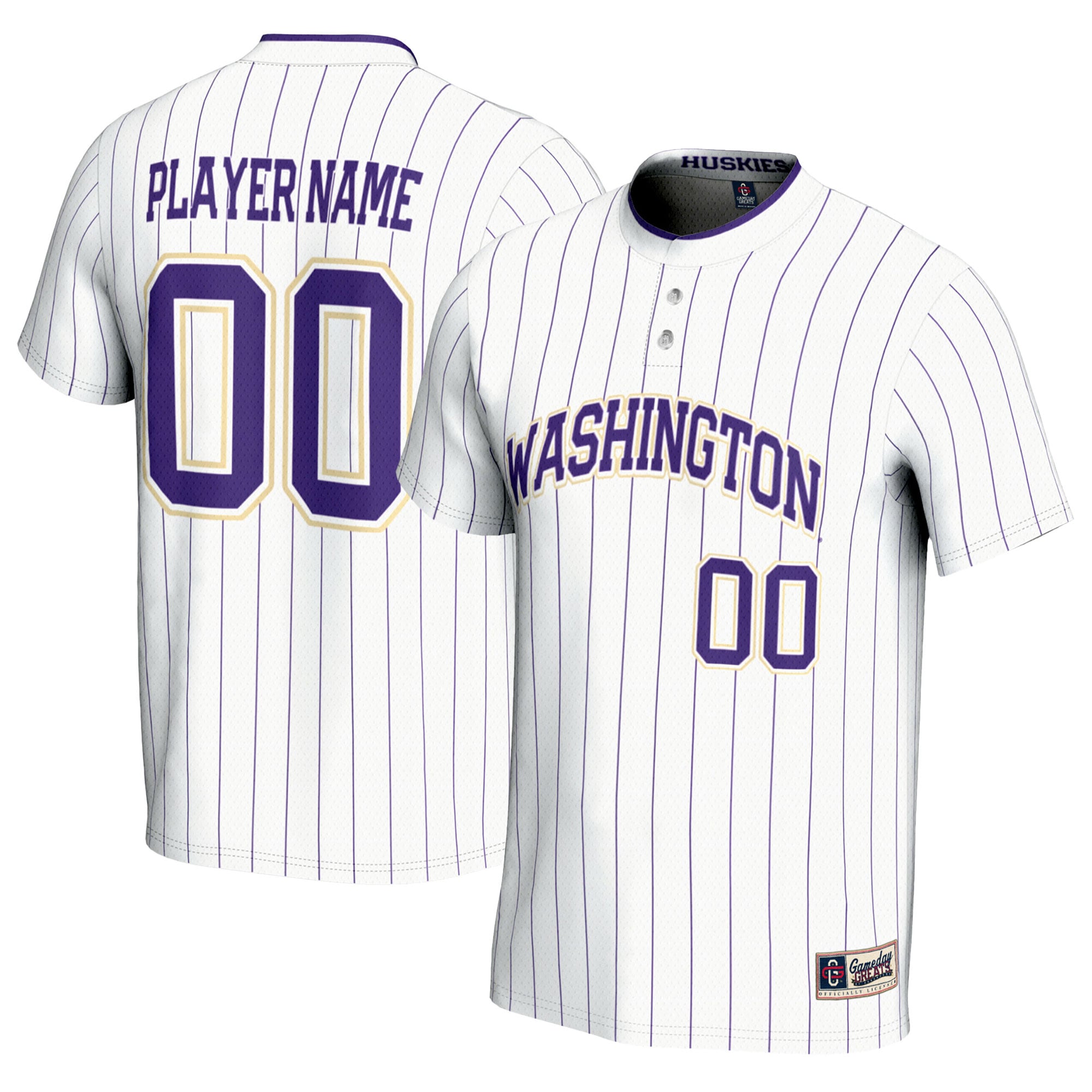 Washington Huskies GameDay Greats Youth NIL Pick-A-Player Lightweight Softball Jersey - White