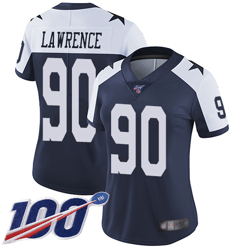 NFL DAL Cowboys #90 Demarcus Lawrence Navy Limited Jersey - Authent...
