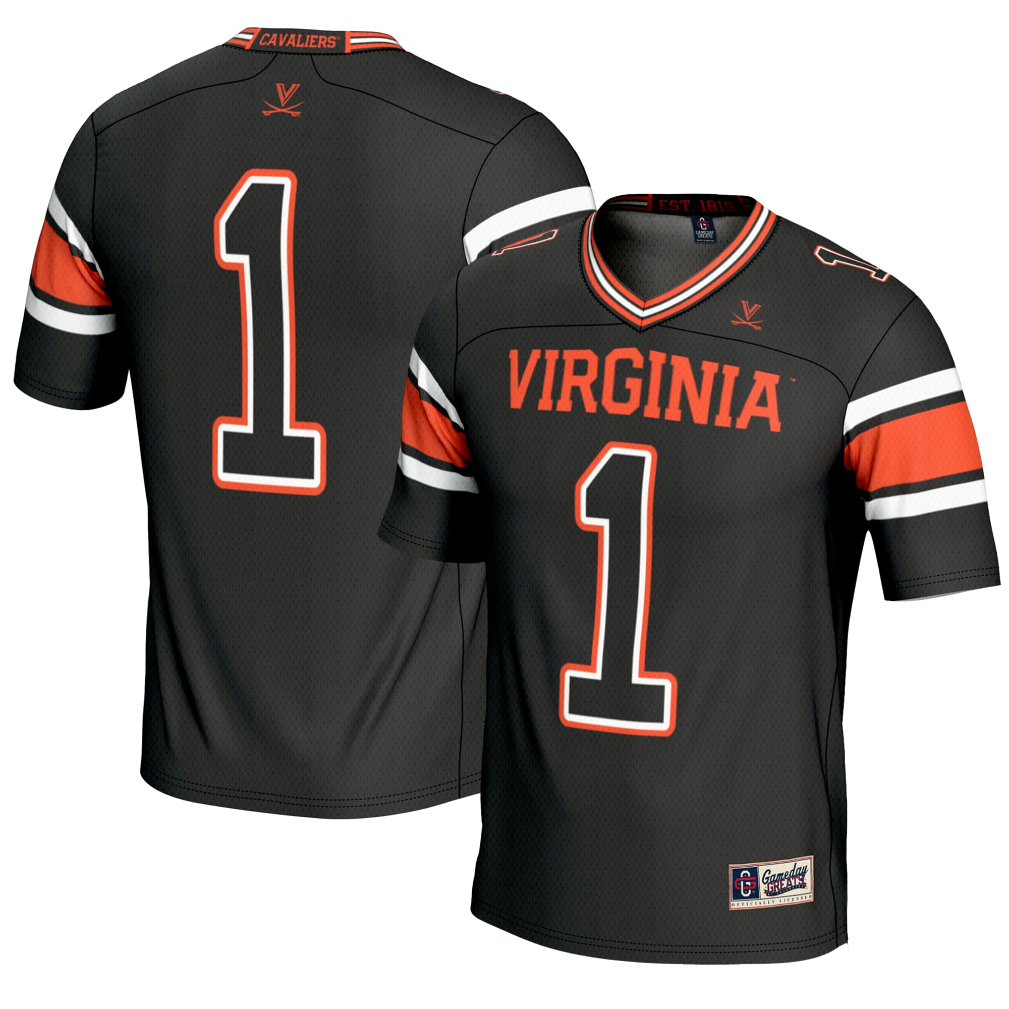 Youth #1 Black Virginia Cavaliers Endzone Football Jersey