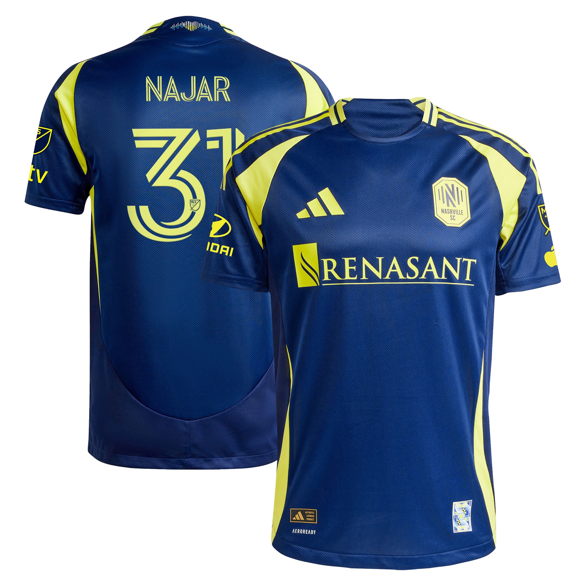 [SJH] Andy Najar Nashville SC 2025 The Heart of Nashville Kit On-Field Authentic Jersey - Navy