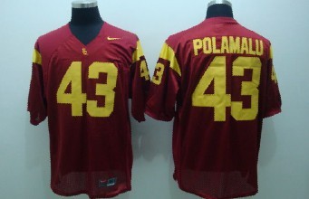 stitched Men's None Polamalu Red #43 Red 2024 Football Jersey
