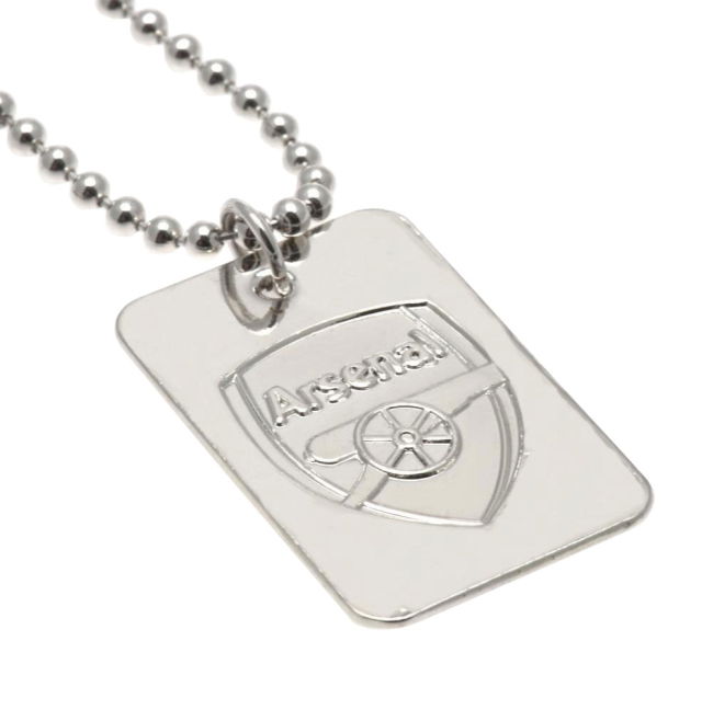Arsenal FC Silver Plated Dog Tag & Chain - premium