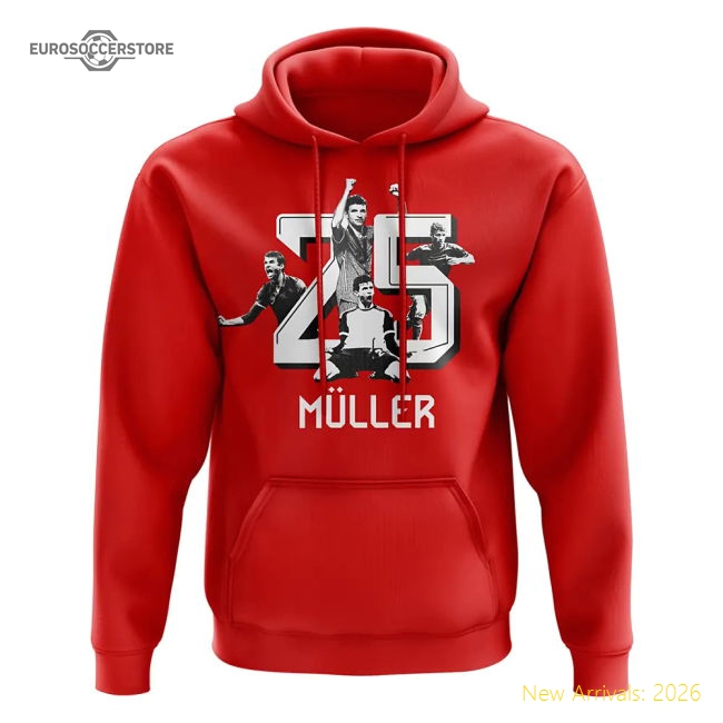 Teams,Bayern Bayern Club Munich Thomas Muller 25 Hoody (Red)