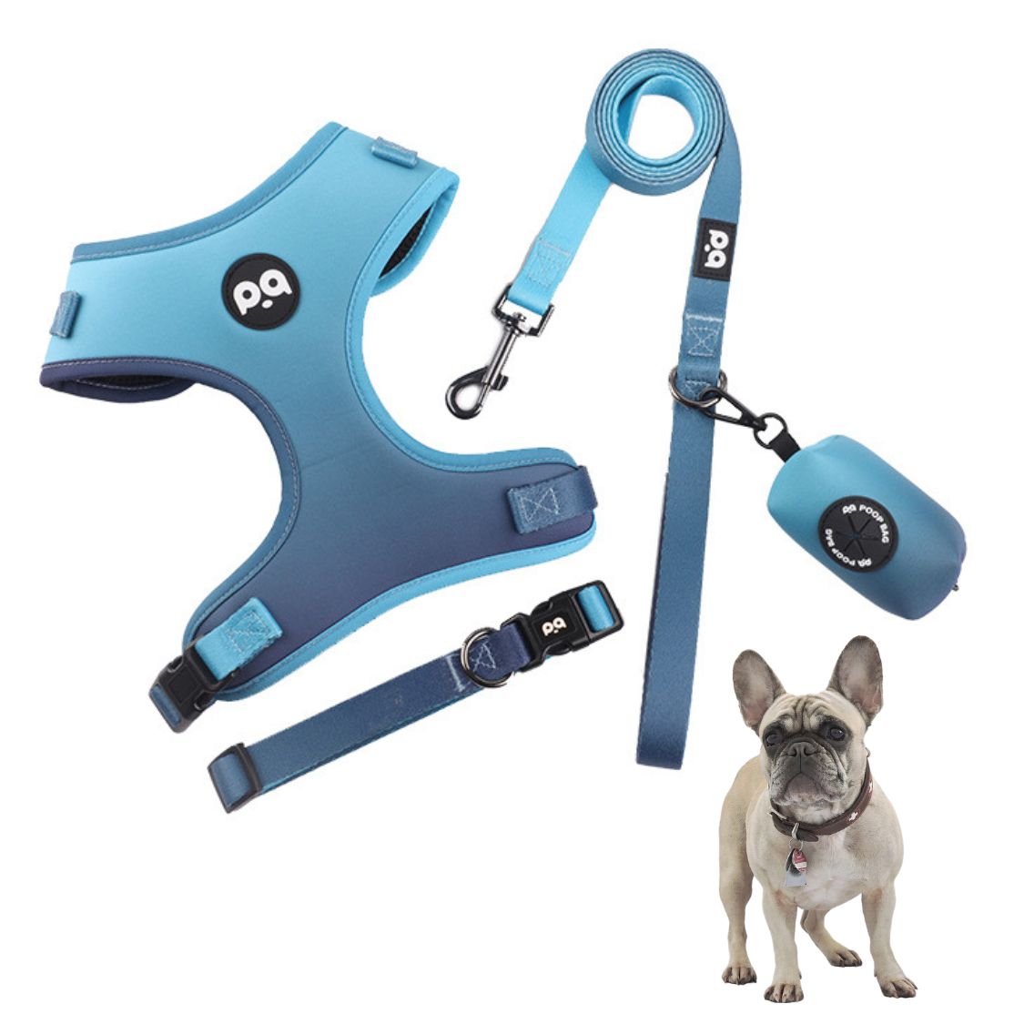 LeashLab Adjustable Frenchie Harness and Leash Set