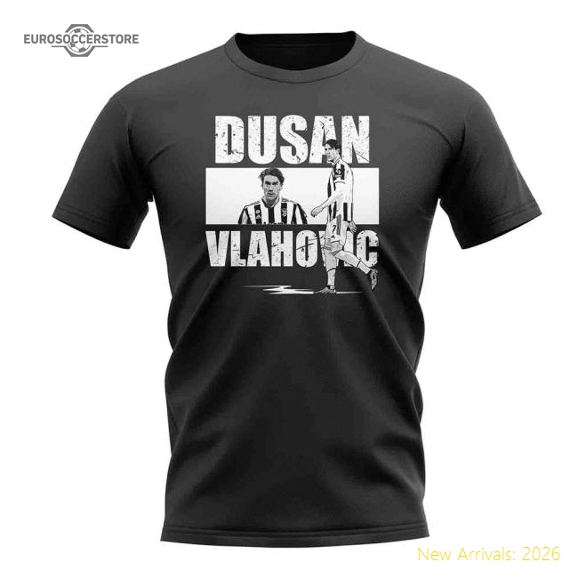 Outstanding Dusan Vlahovic Player Collage Casual Tee (black)