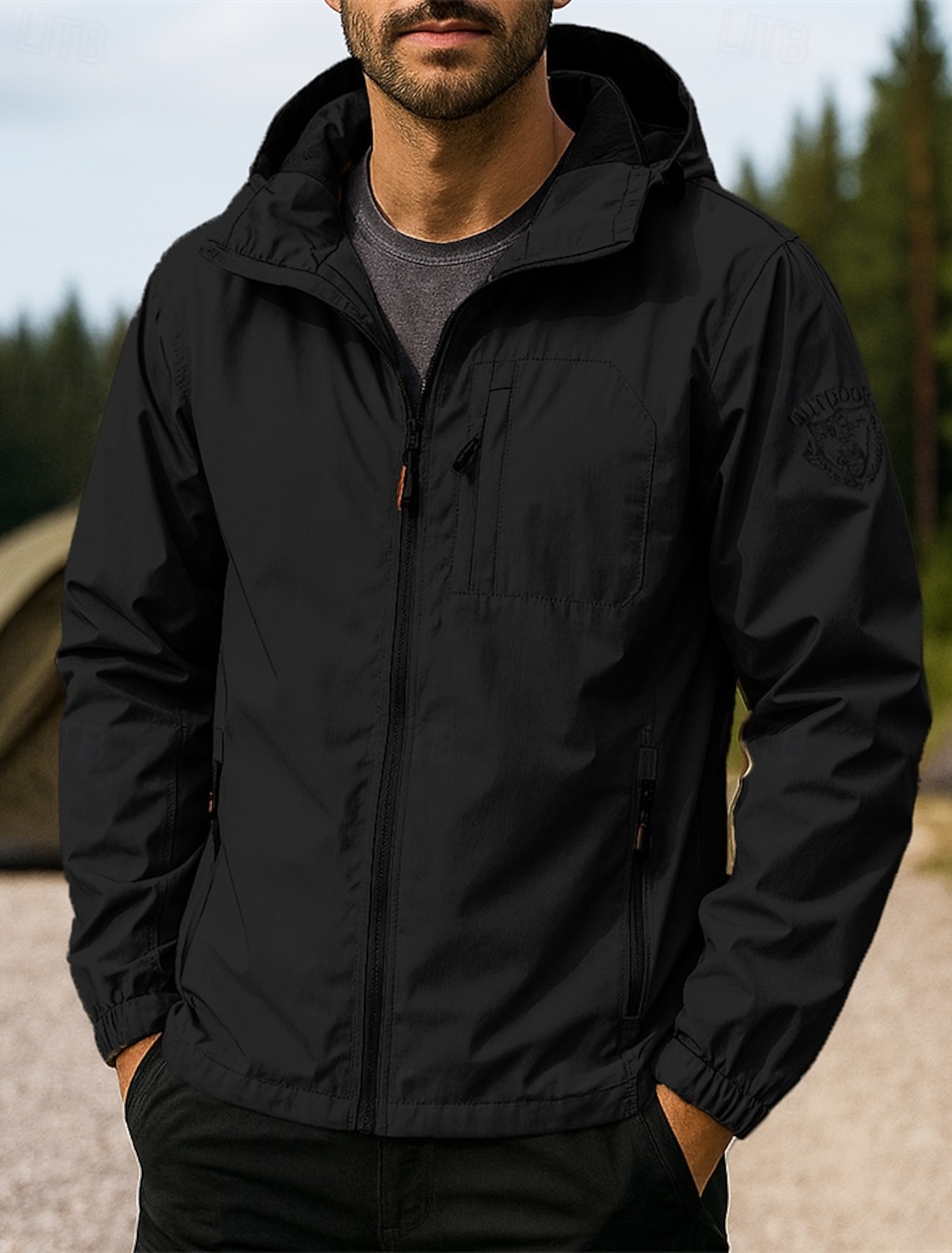 Men's Outdoor Jacket Hiking Jacket Sport Jacket Outdoor Waterproof Windproof Quick Dry Lightweight Hiking Outfits Hiking Clothes Spring Autumn / Fall Jacket Tennis Golf Running Solid Color Black Army