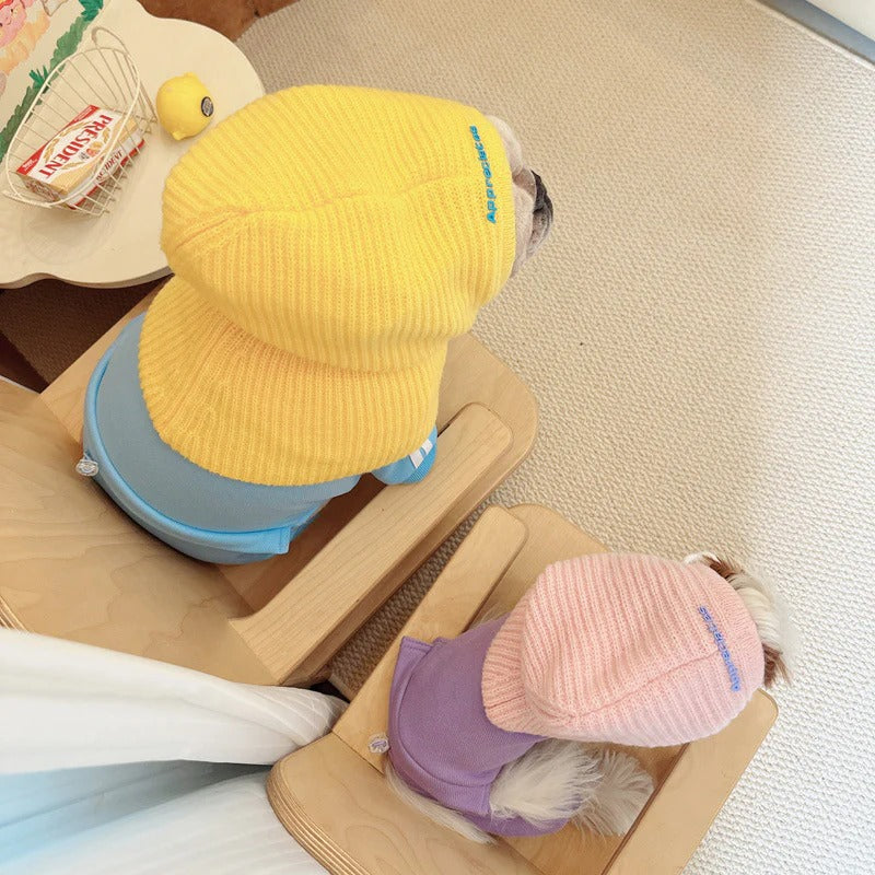 Frenchie Knitted Snood Hat – Colorful Soft Wool Dog Hat Outdoor Style