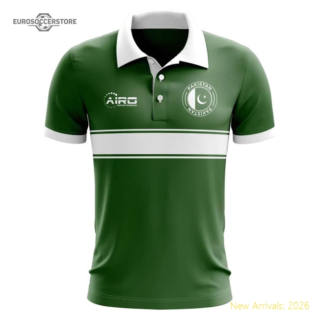 Pakistan Concept Stripe Polo Shirt (green) - Official Design