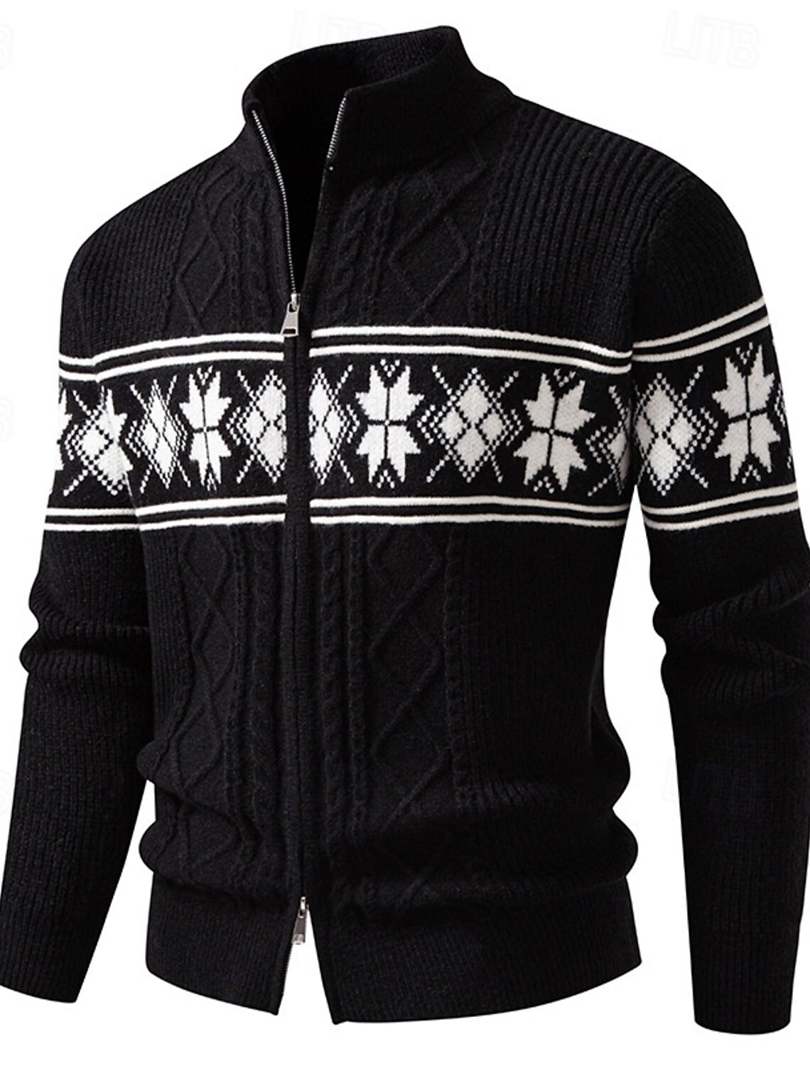 Men's Cardigan Sweater Cropped Zip Knit Ribbed Regular Tops Pocket