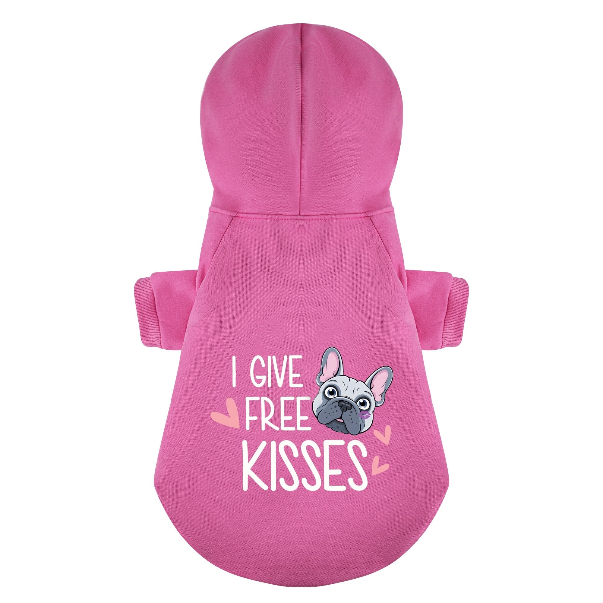 Comfortable Free Kisses - Personalized French Bulldog Hoodies With Fu...