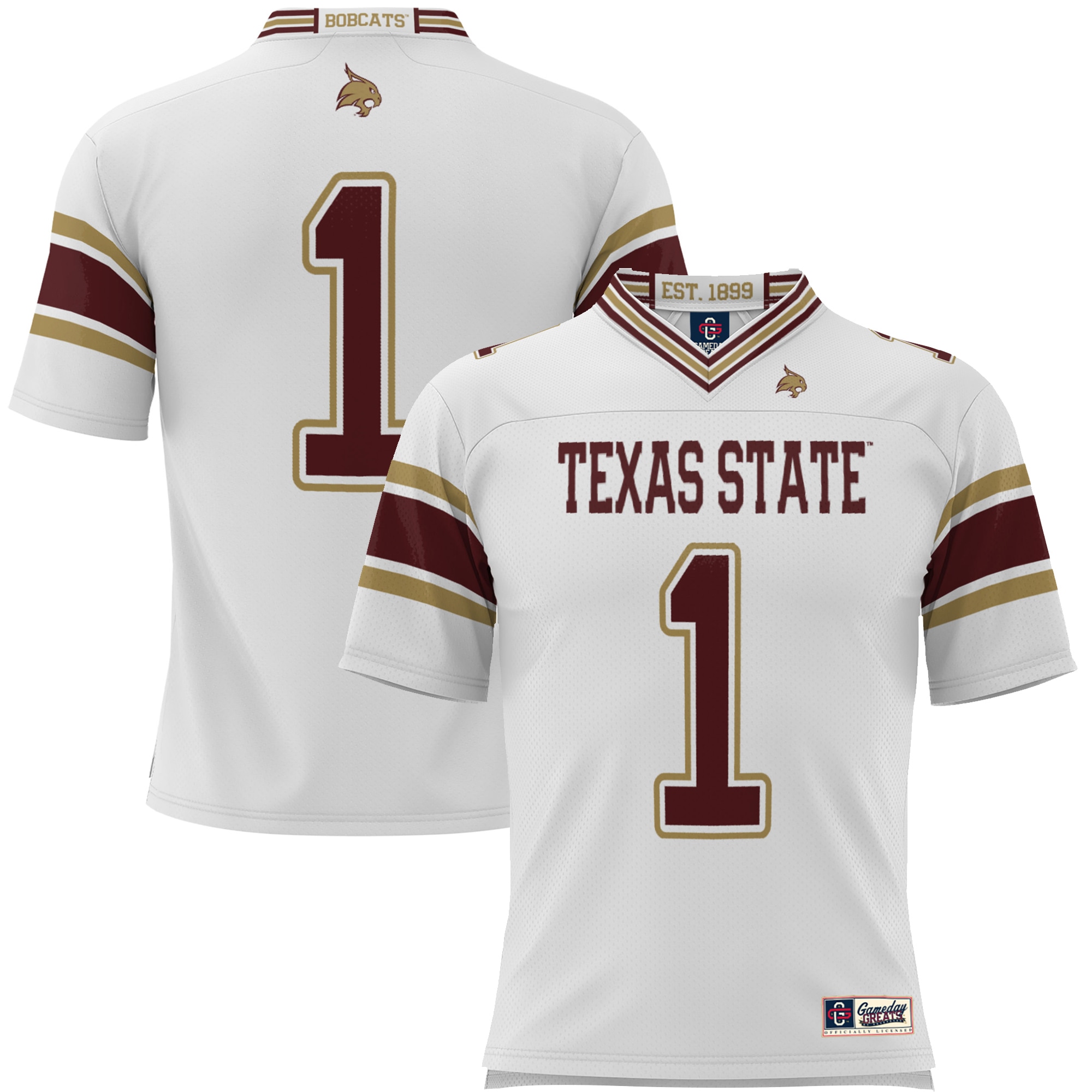 #1 Texas State Bobcats GameDay Greats Youth Endzone Football Jersey - White