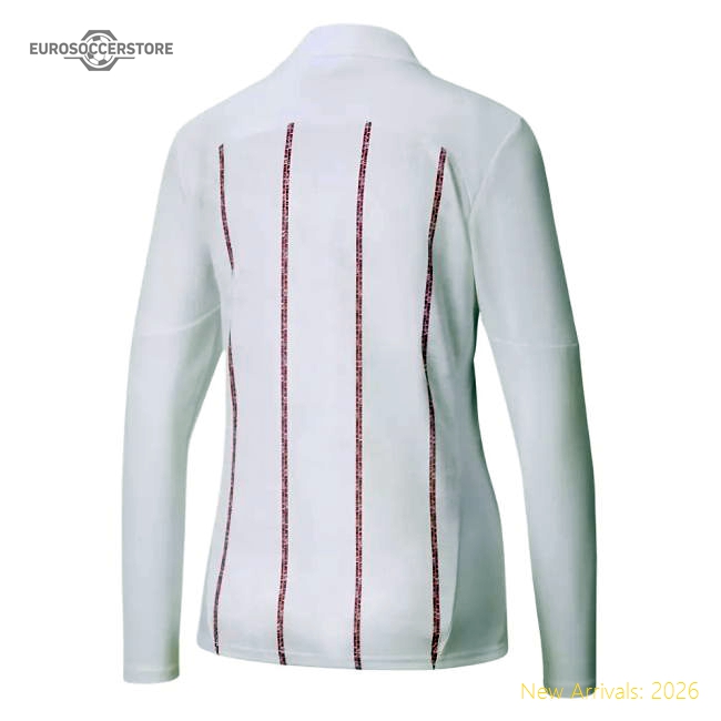 High-Quality 2024-2025 Man City Prematch Half Zip Top White