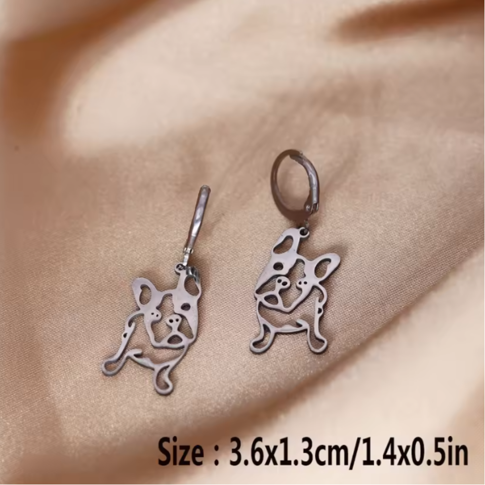 Street-Ready Fregild French Bulldog Earring Silver – Unique Dog Jewel...