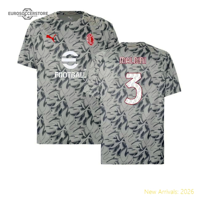 Trending 2025-2026 Ac Milan Warm Up Jersey (Smokey Gray) (Maldini 3)