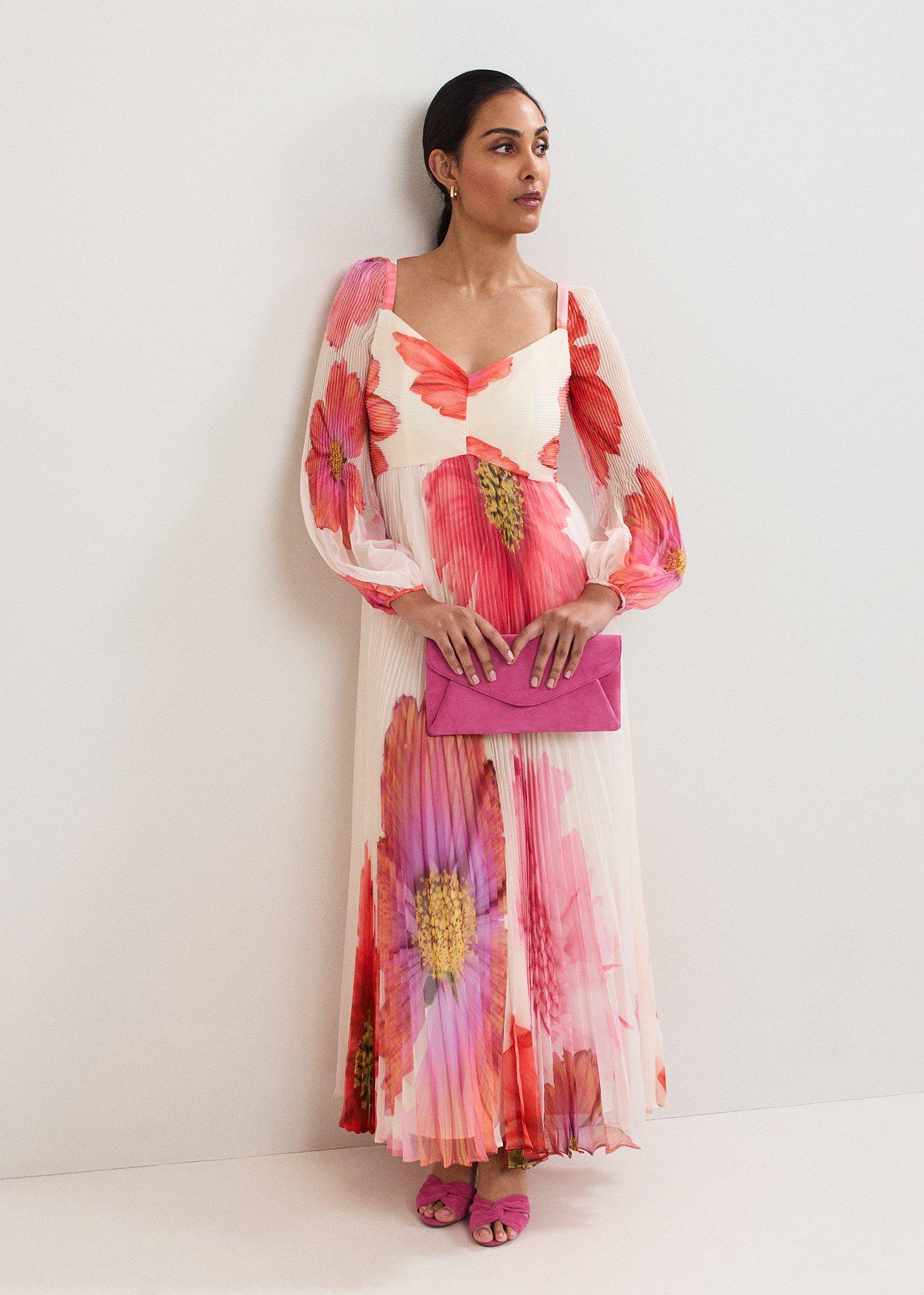 Petite Reanna Pleated Floral Maxi Dress