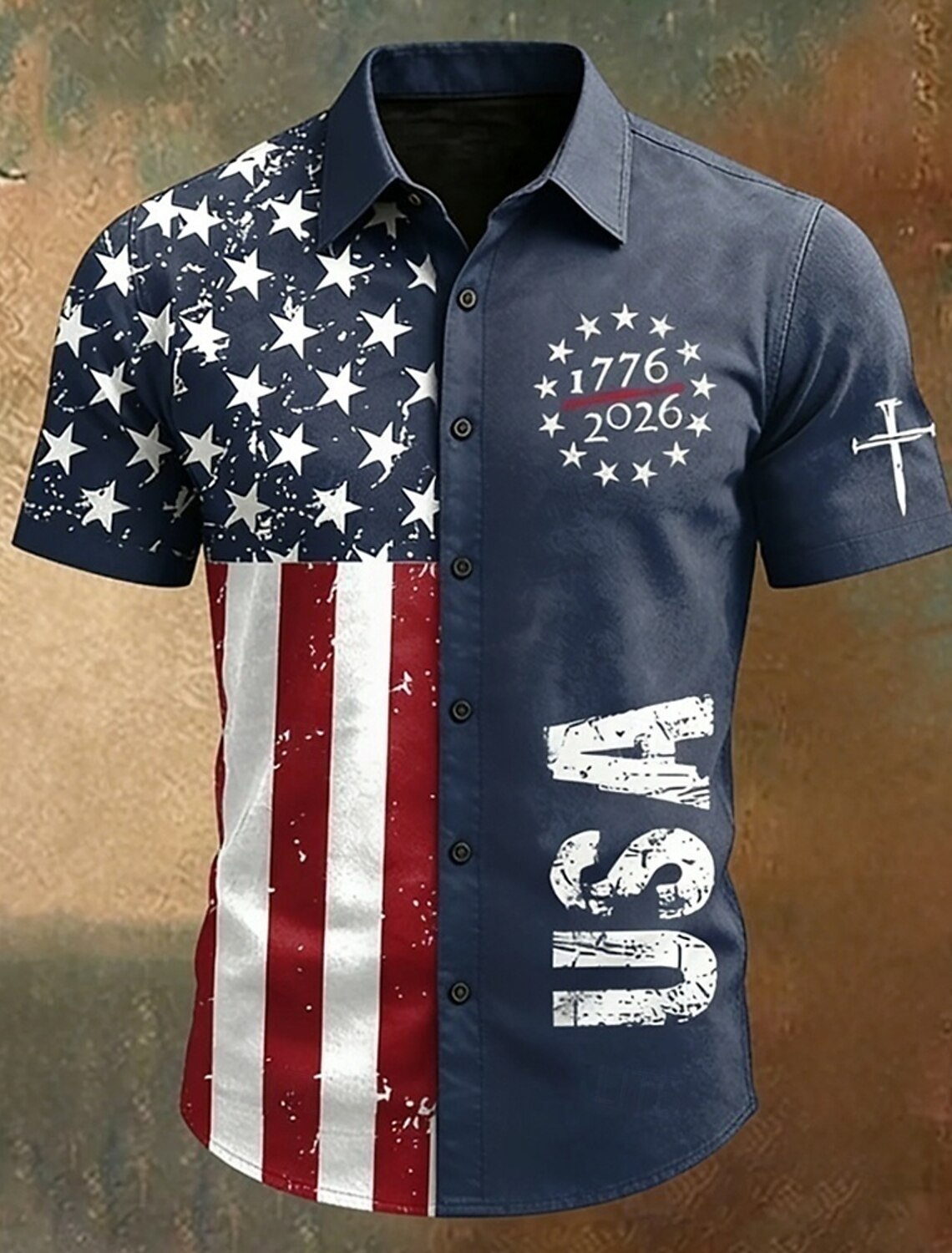 4th of July 2026 250th Memorial Day Patriotic Patriot Graphic American Flag Short Sleeve T-Shirt