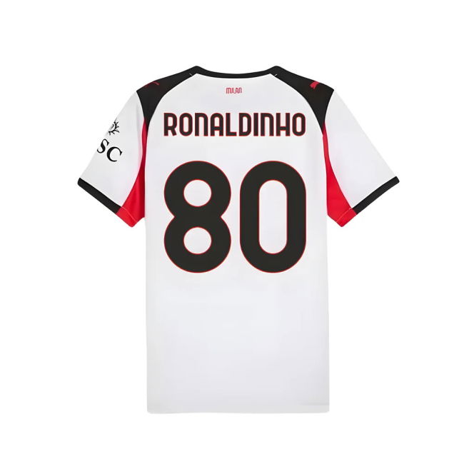 2025-2026 AC Milan Away Authentic Replica Shirt (Ronaldinho 80)