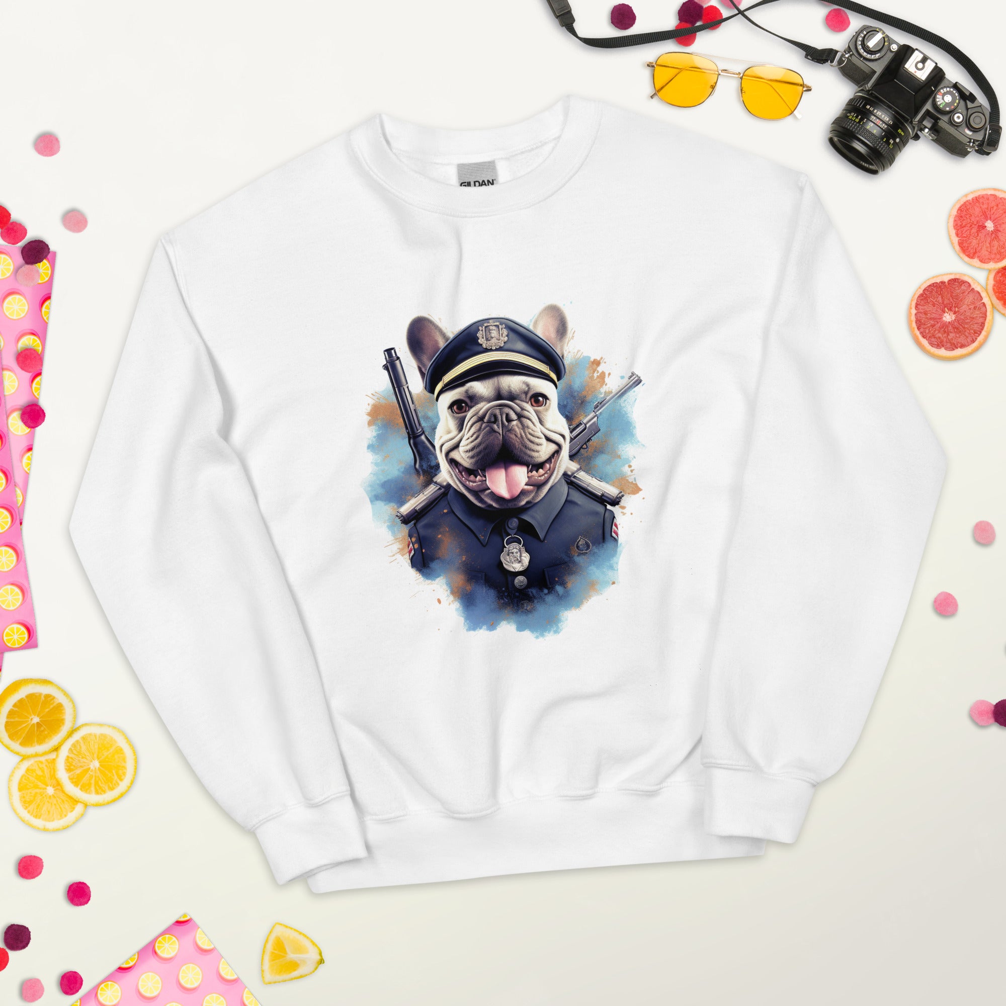 Policeman Frenchie - Premium Unisex Crew Neck Sweatshirt Outdoor Style