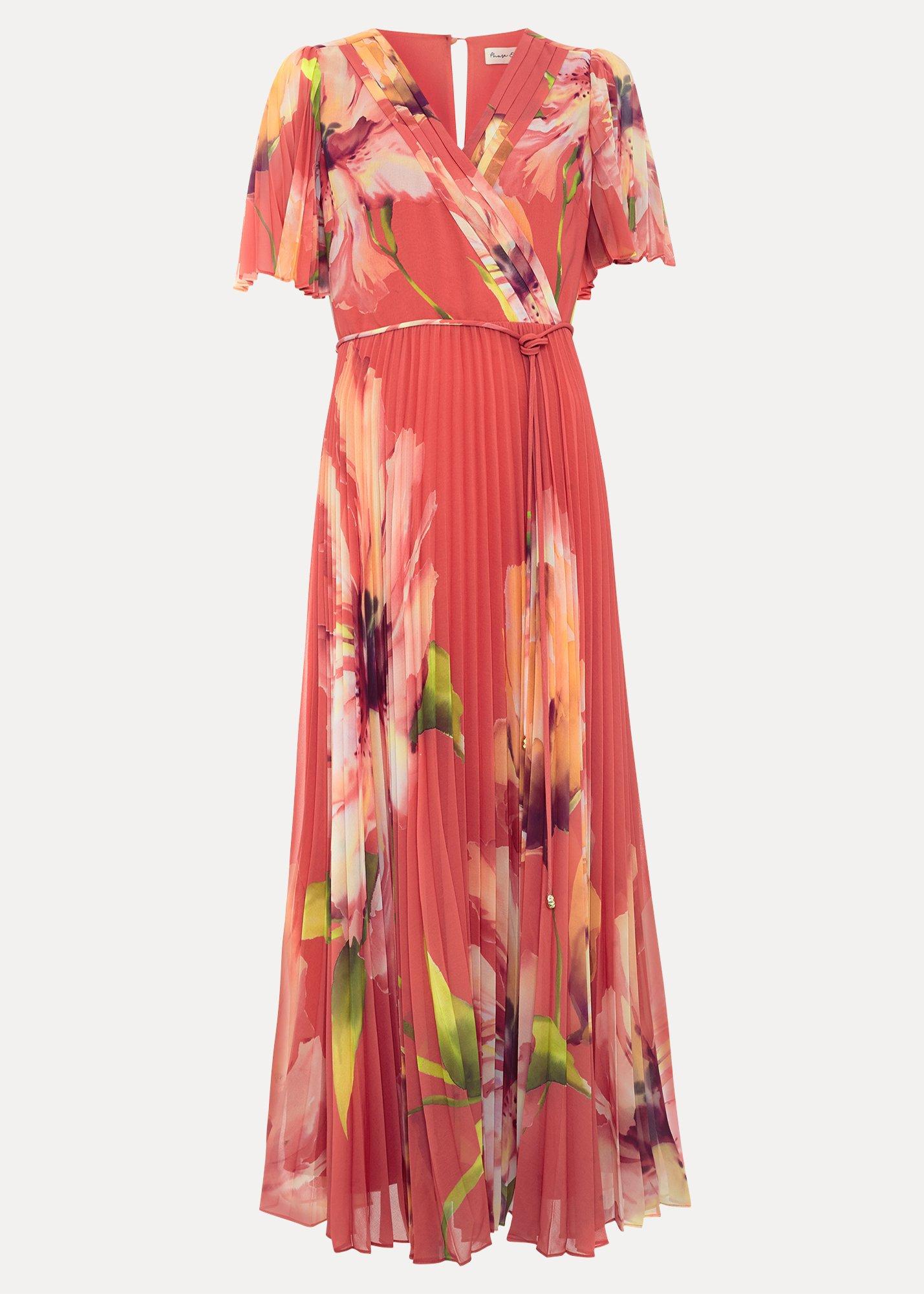 Petite Abigail Pleated Print Maxi Dress