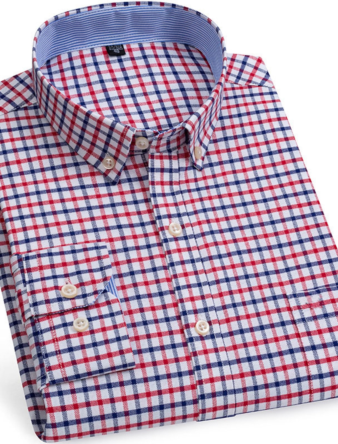 Men's Dress Shirt Button Down Shirt Oxford Shirt Non Iron Shirt Stripes and Plaid Vacation Wedding Light Yellow Denim Blue White Yellow Long Sleeve Turndown All Seasons Clothing Apparel Button-Down