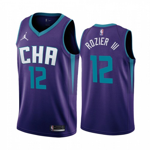 Purple BKN Charlotte Hornets #12 Nike Game-Used Style Jersey