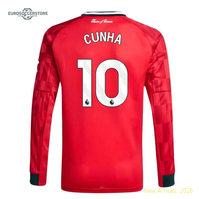 Gentle Man Utd Kids Cunha Jersey 2025-2026 Breathable Machine-washable