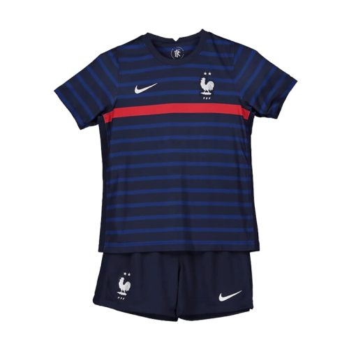Official Kids France 2020 Away Blue Two Stars Soccer KitShirtShorts