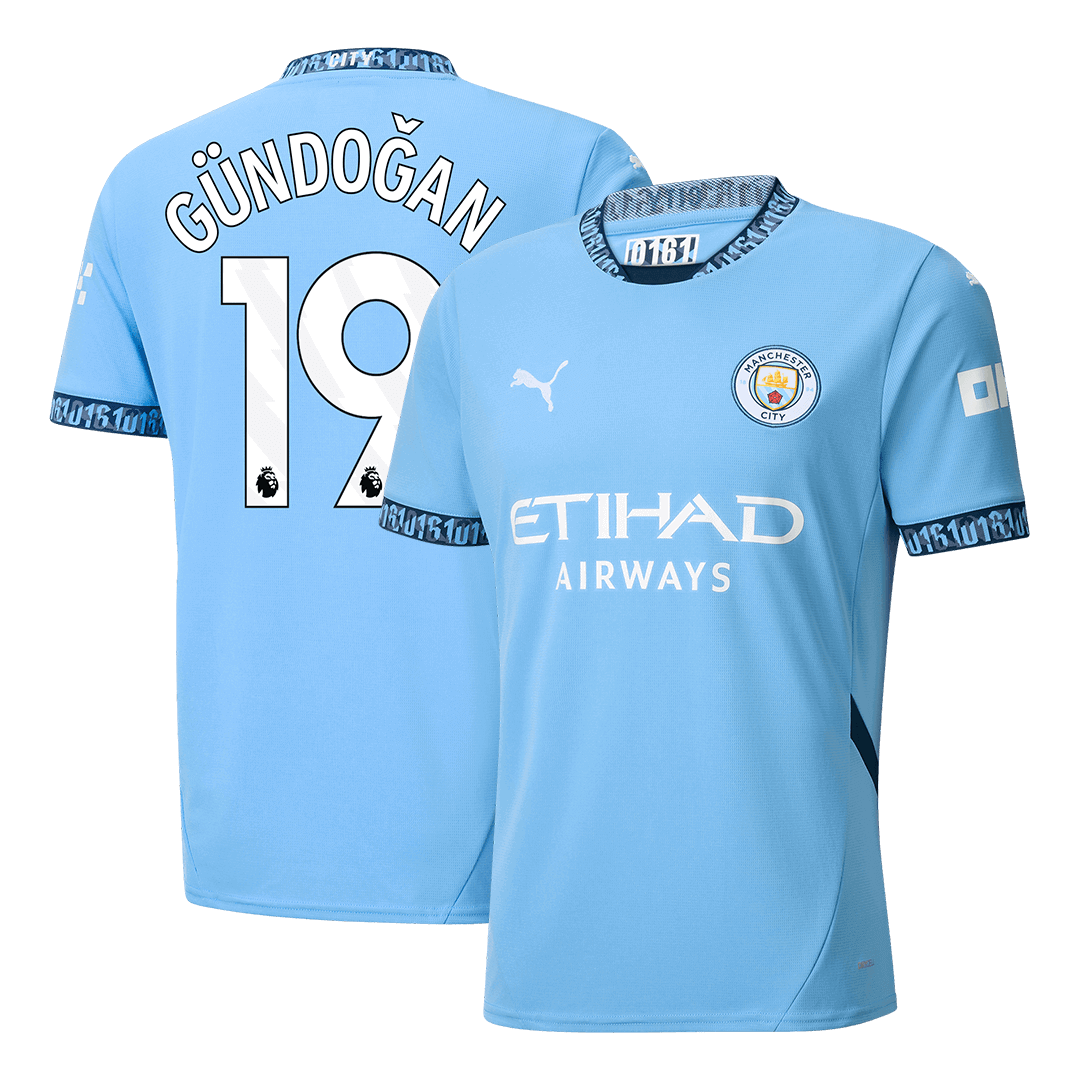 G¨¹ndo?an #19 Manchester City Home Soccer Jersey 2024/25Authentic Kit