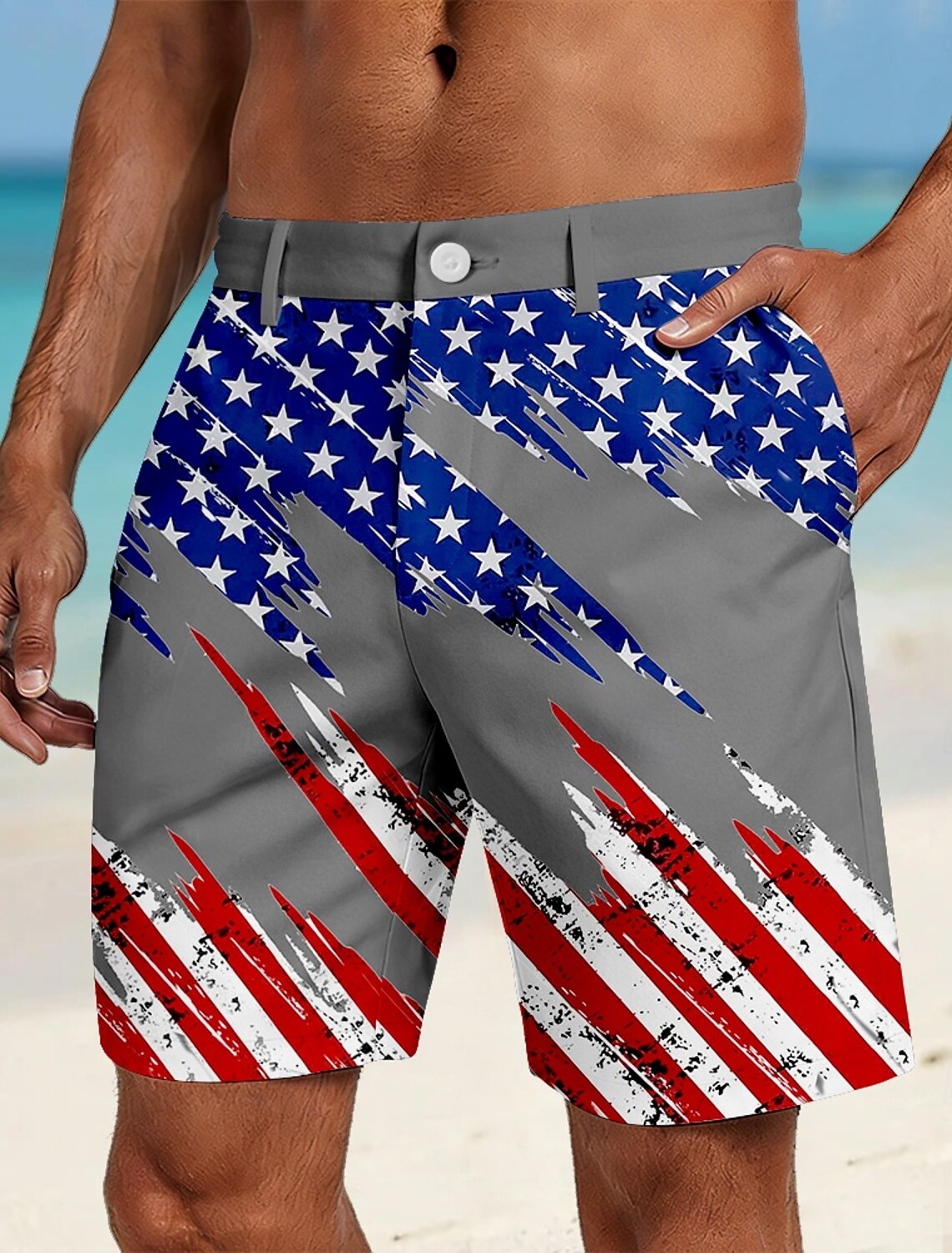 Men's 4th of July U.S. 250th Anniversary American Flag Bermuda shorts Casual Shorts Golf Shorts Mid Waist Patriotic Outdoor Holiday Flat Front Shorts with 4 Pockets Designer Clothing Apparel