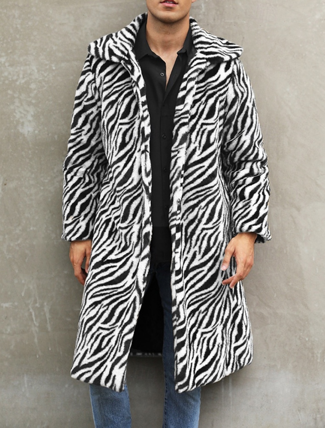 Men's Winter Jacket Faux Fur Coat Vacation Daily Thermal Warm Fleece