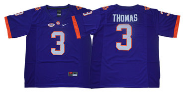 Men's Clemson Tigs Purple 2019 comfortable Xavier Thomas #3 official