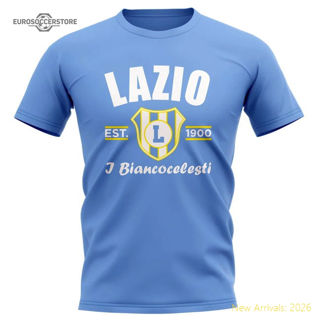 Established Lazio Football T-Shirt (Sky) In Multiple Sizes