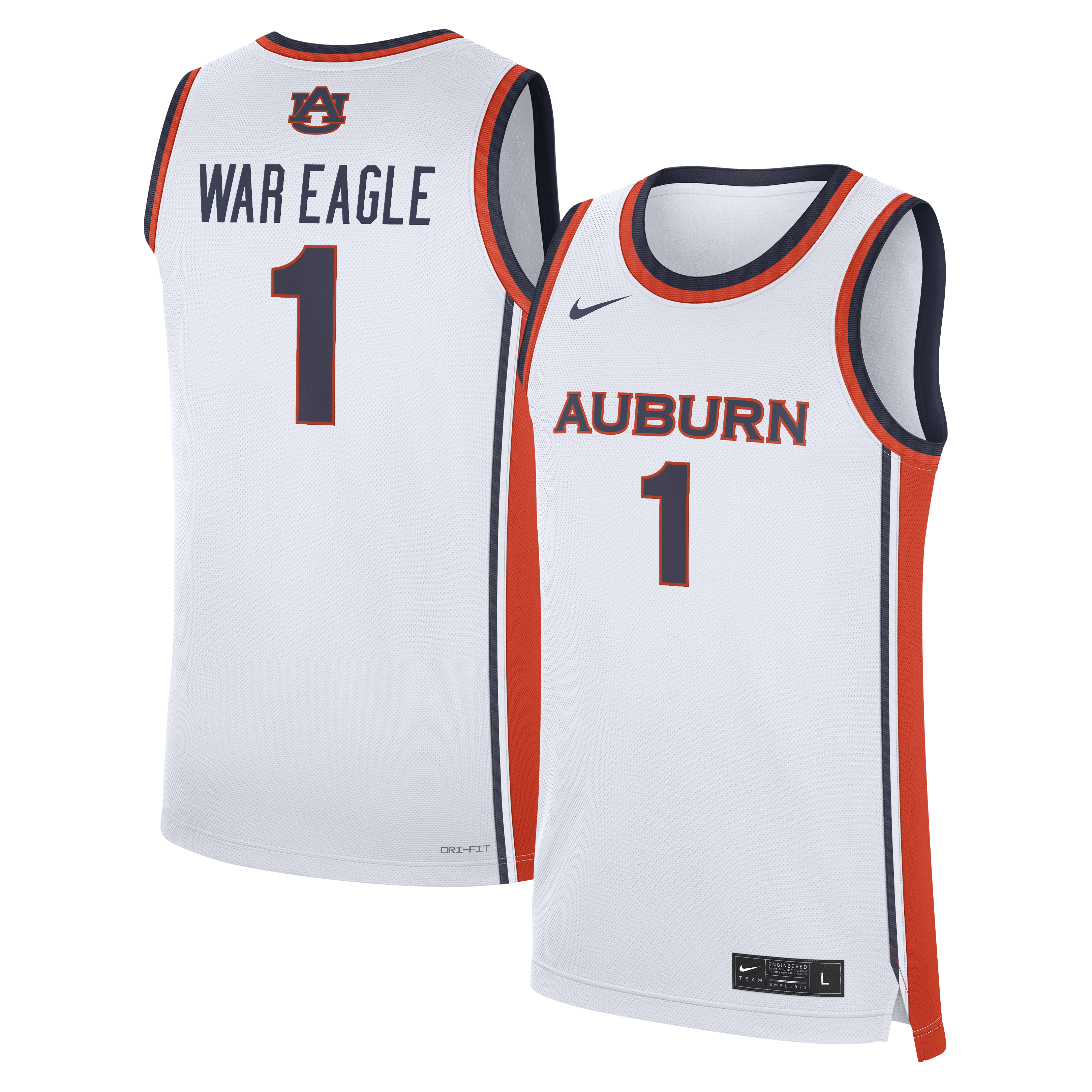 [NJP] Women's Auburn Tigers #1 Home War Eagle Replica Basketball Jersey - White