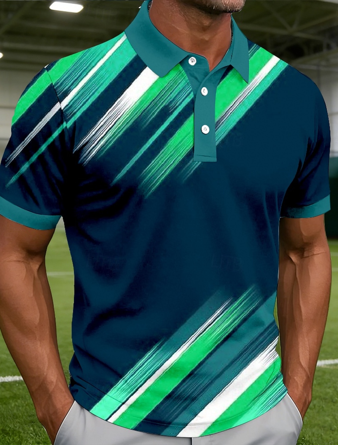 Men's Golf Line Polo Sports Polo Shirts Short Sleeve Polo Shirts Collared Shirts Casual Athleisure Buttons Summer Pink Blue Green