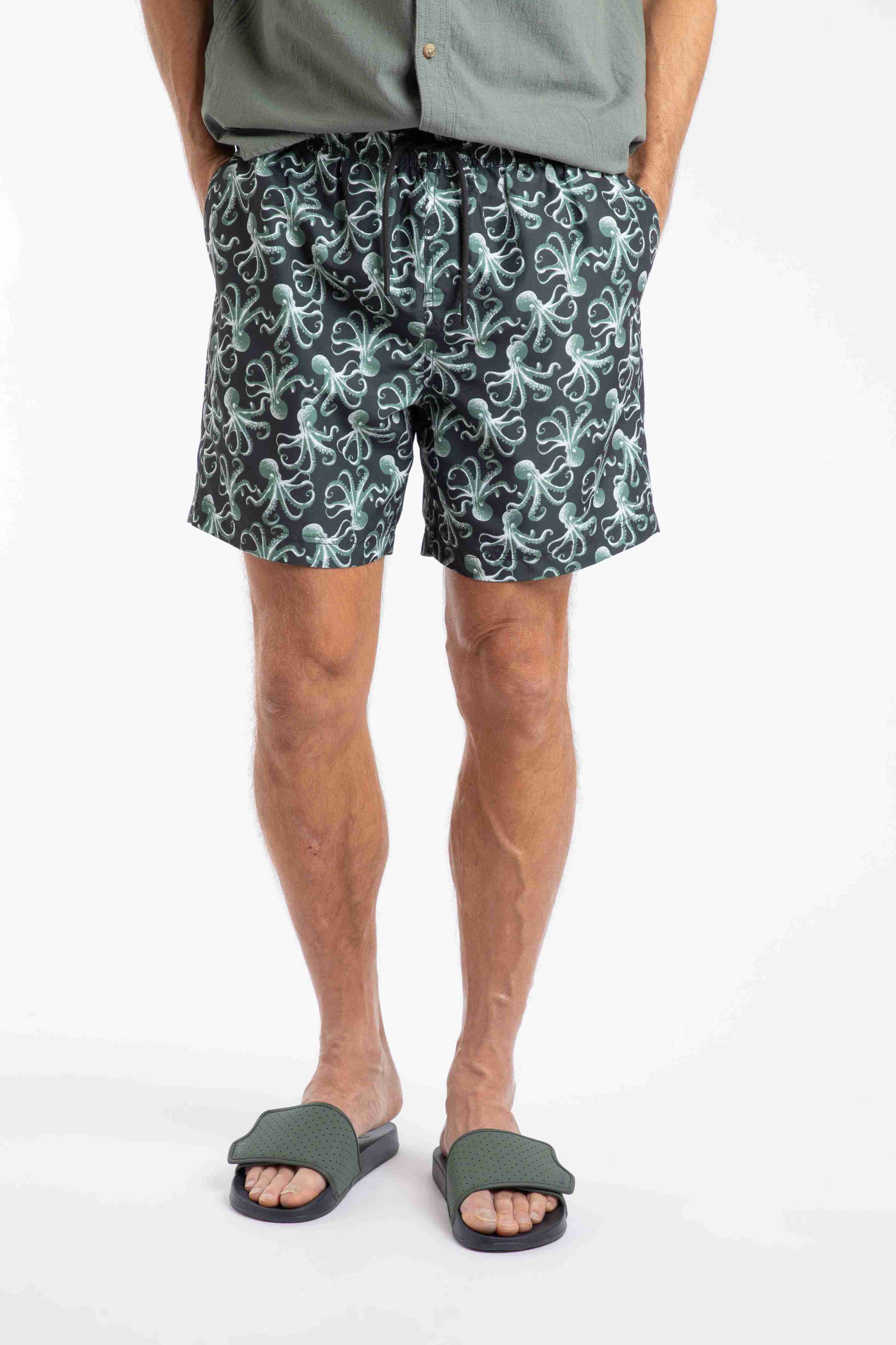 Orcha Printed Swim Shorts Washed Black
