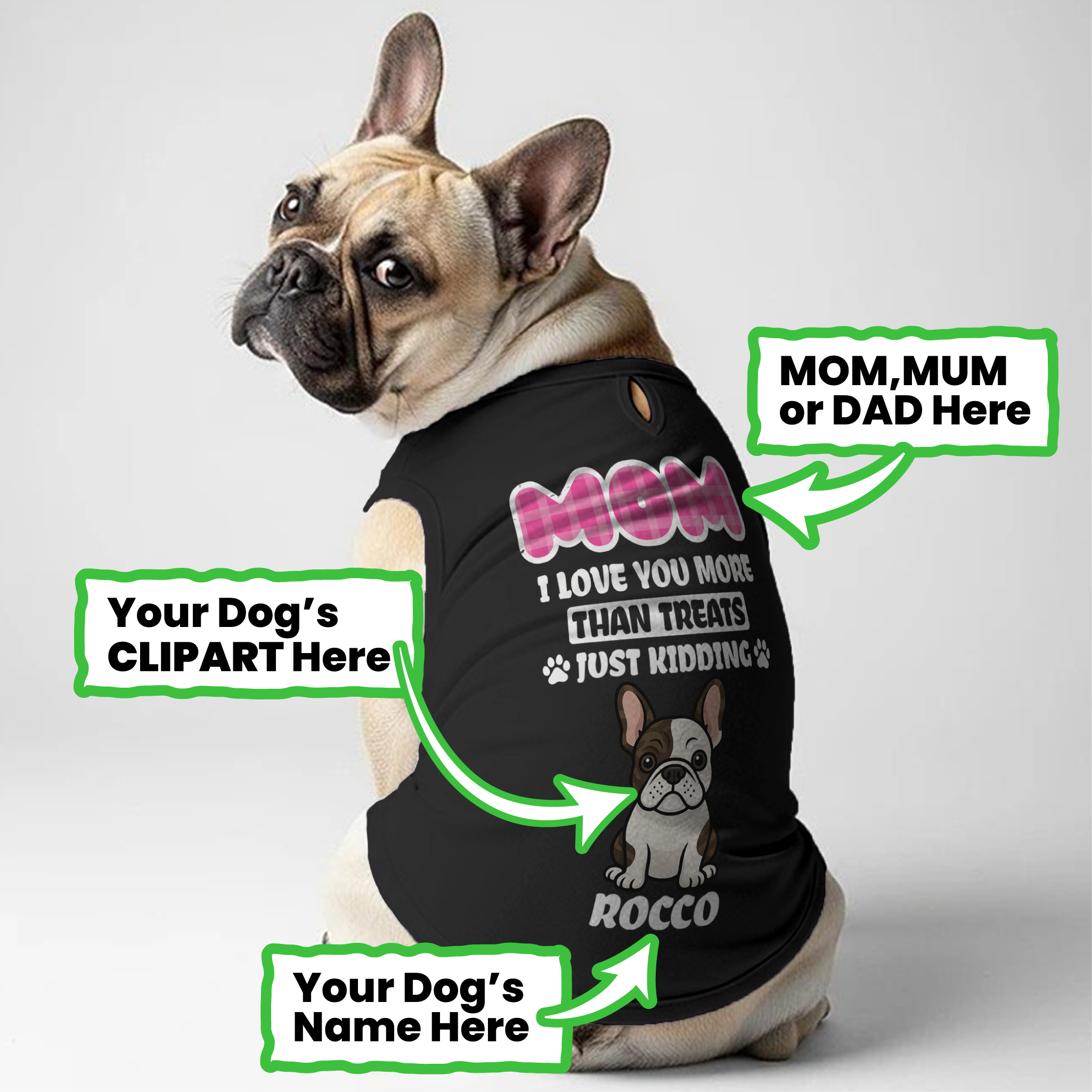Stylish I Love You More Than Treats - Personalized Frenchie Shirt | C...