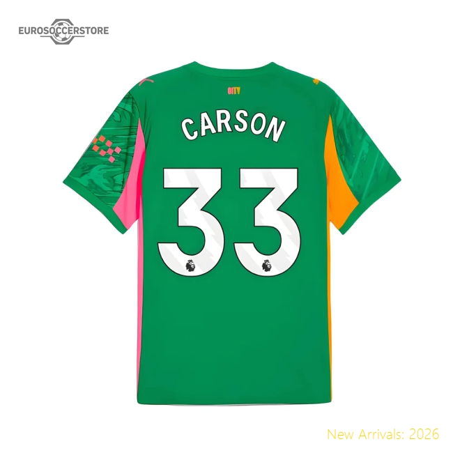 2025-2026 Man City Goalkeeper Road Uniform Green Carson 33