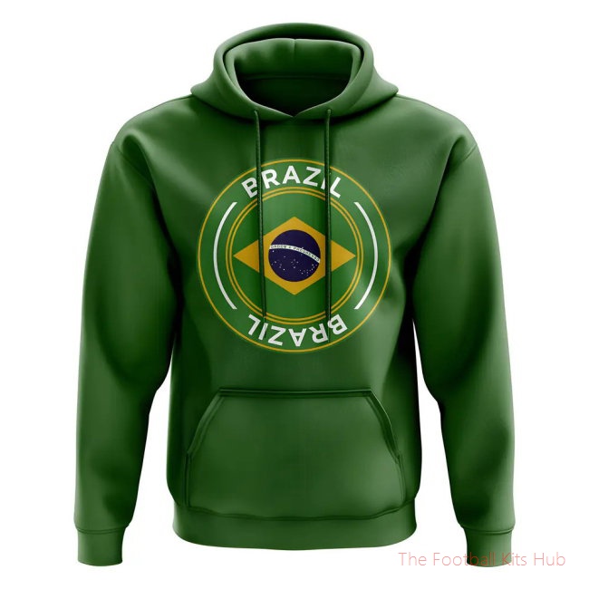 Men Brazil Football Badge Hoodie (Green)