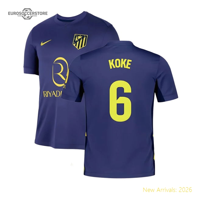 Premium-grade 2025-2026 Atletico Madrid Away Jersey (koke 6)
