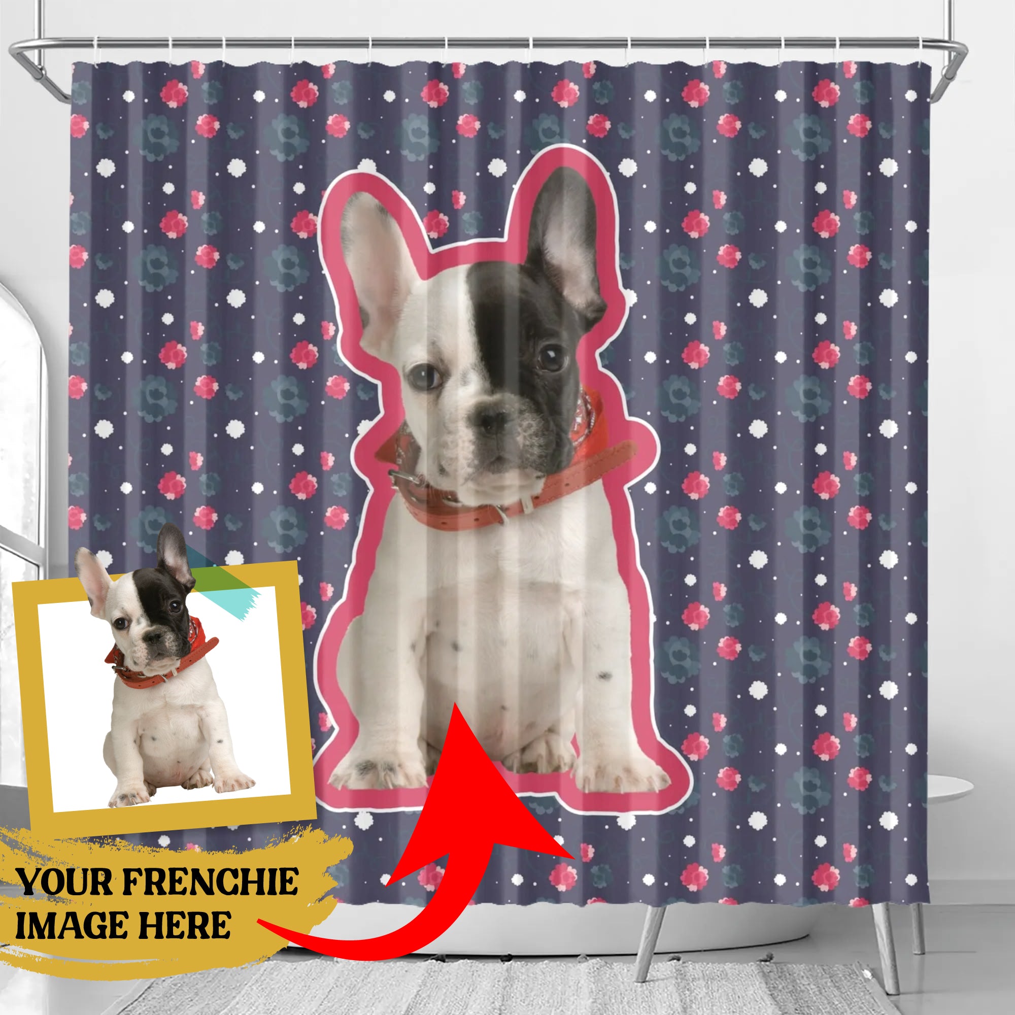 Personalized Shower Curtain with Frenchie’s Image