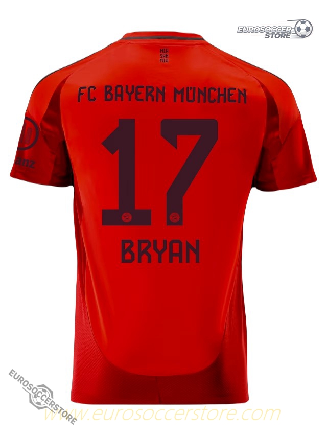 Bayern Munich Bryan 17 Home Jersey for the 24-25 Season