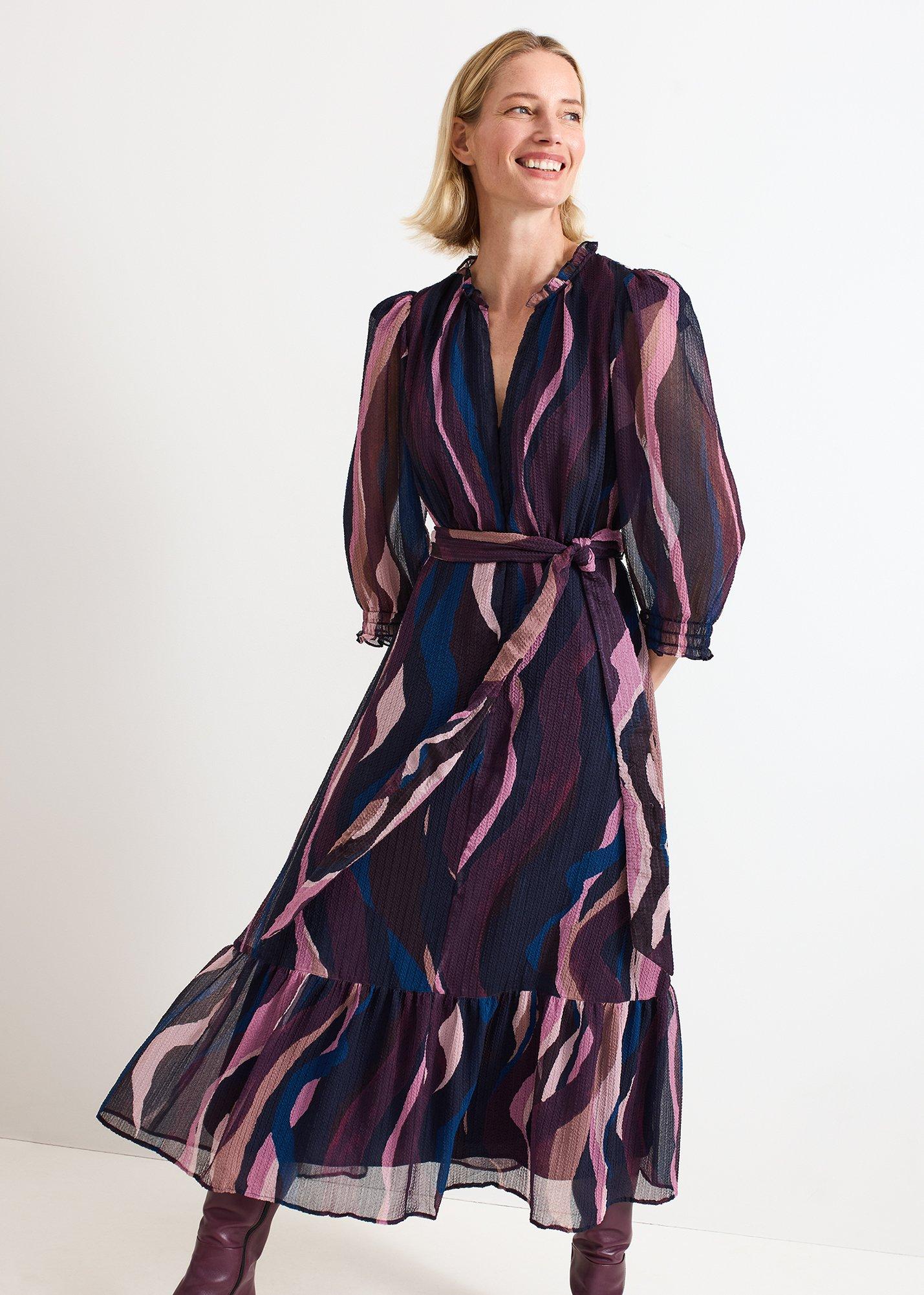 Petite Carra Swirl Puff Sleeve Midi Dress