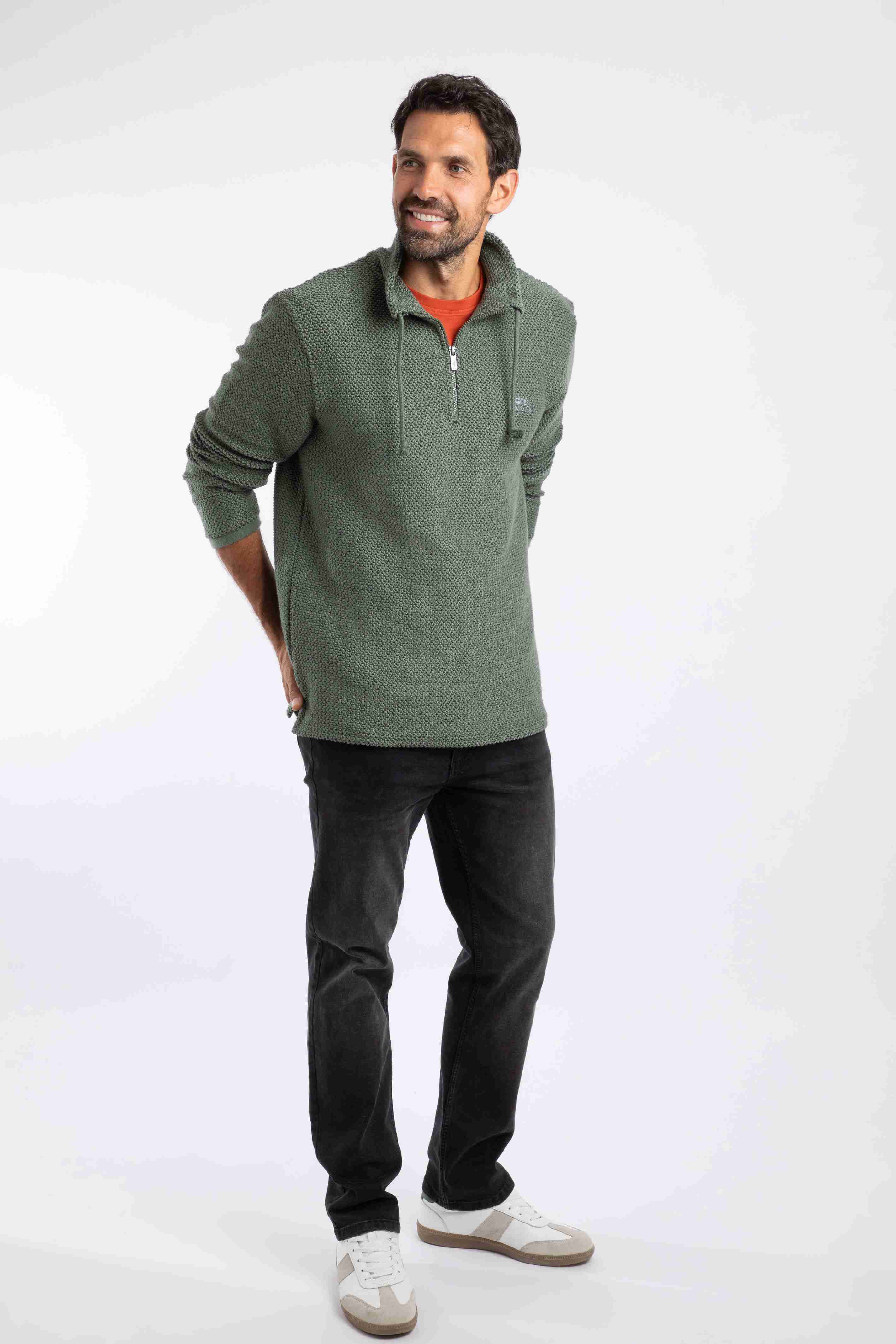 Cruiser 1/4 Zip Macaroni Sweatshirt Army Green