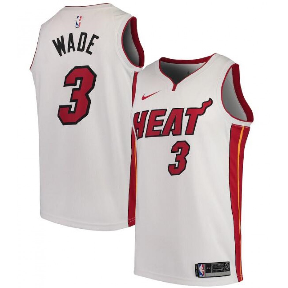 Men's Miami Heat #3 Dwyane Wade White Association Edition Swingman Stitched Jersey