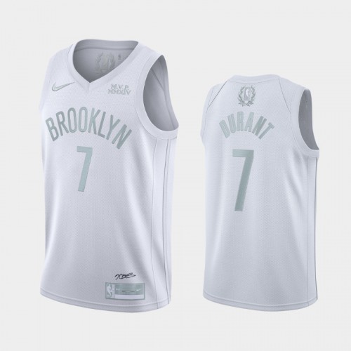 White Nike Kevin Durant #7 Nets Jersey - Mesh Fabric NBA Fan Apparel