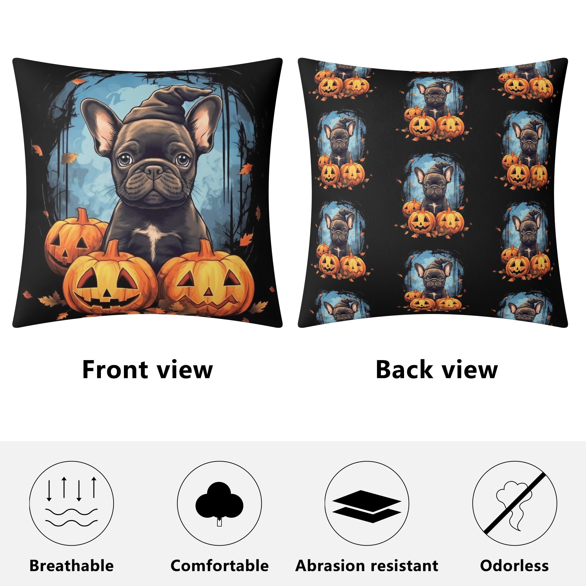 French Bulldog Halloween Time Double Side Printing Pillow Cover Durable Dog Item