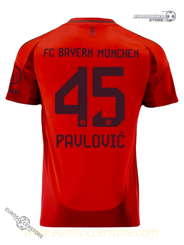 Bayern Munich Pavlović 45 Home Football Jersey for the 24-25 Season