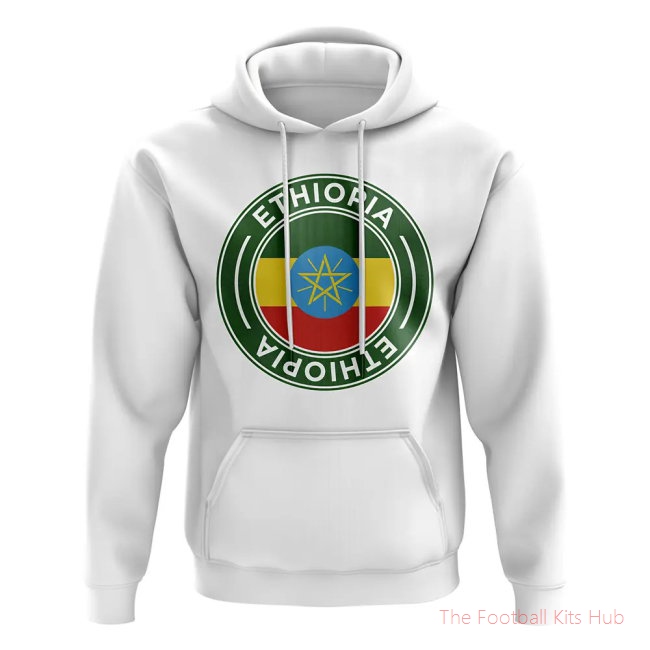 Men Ethiopia Football Badge Hoodie (White)