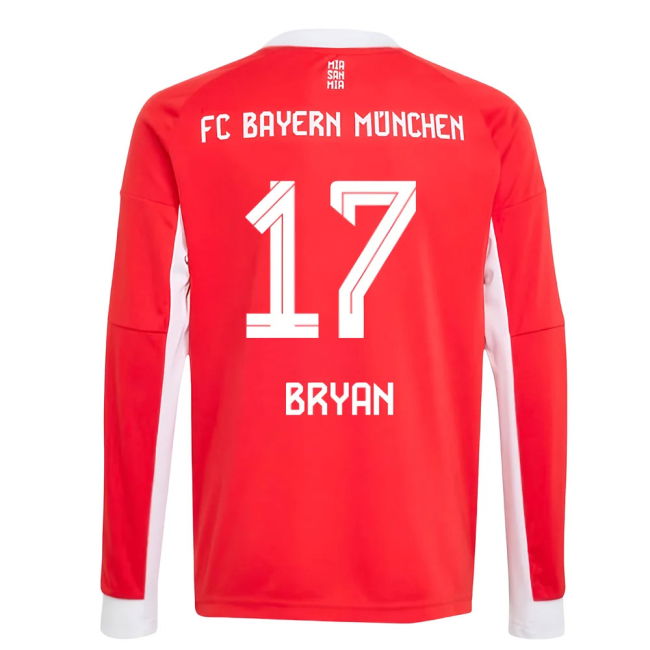 2025-2026 Home Shirt by Bayern Munich Long Sleeve (Kids