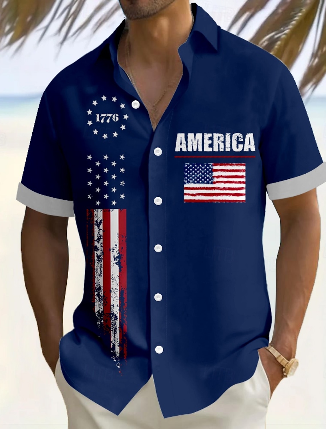 Independence Day Men's American US Flag Patriotic 1776 Shirt Summer Shirt Button Up Shirt Short Sleeve Fashion Casual Outdoor Vacation Dailywear Summer Turndown 3D Print